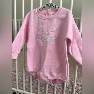 Pink Pumpkin Face Kids One Piece